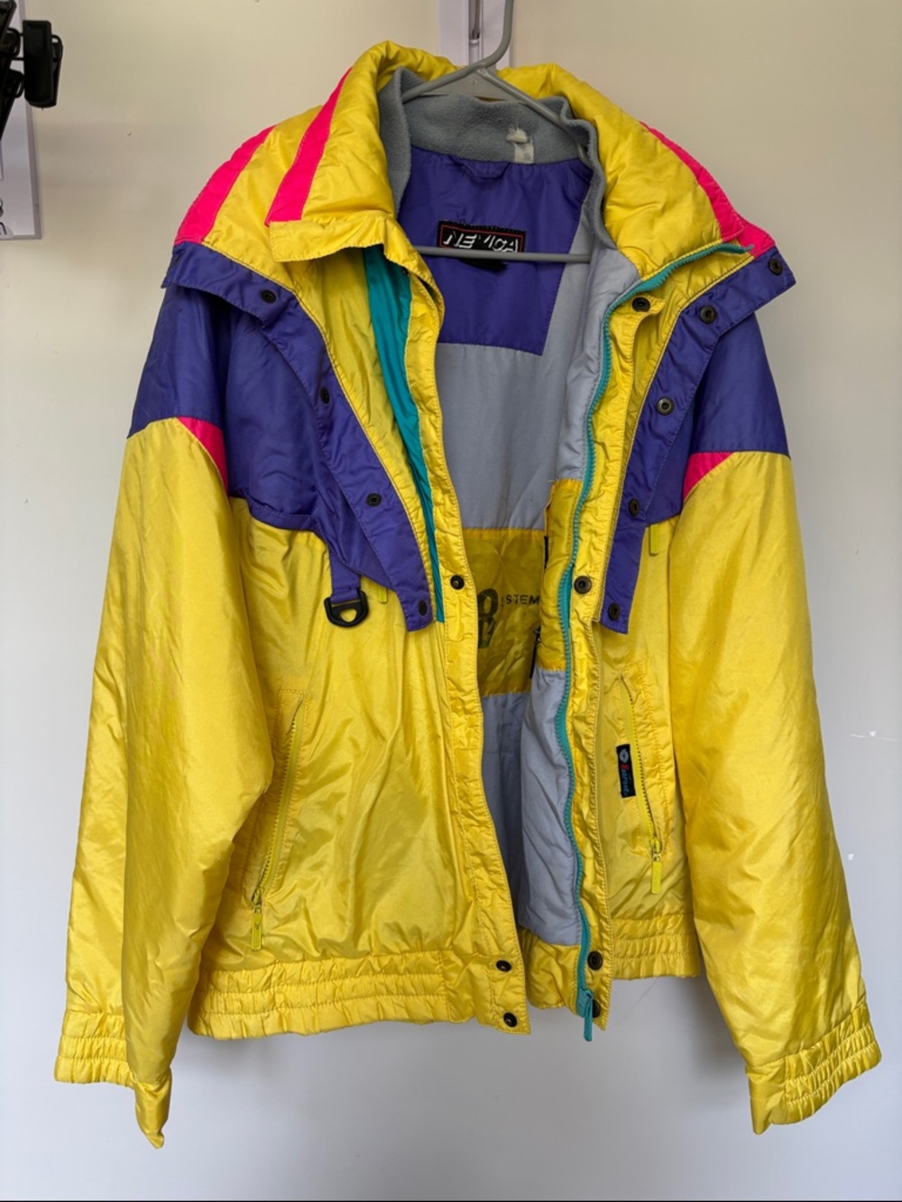 Vintage Colorblock Ski Jacket - Yellow/Purple by Nevica